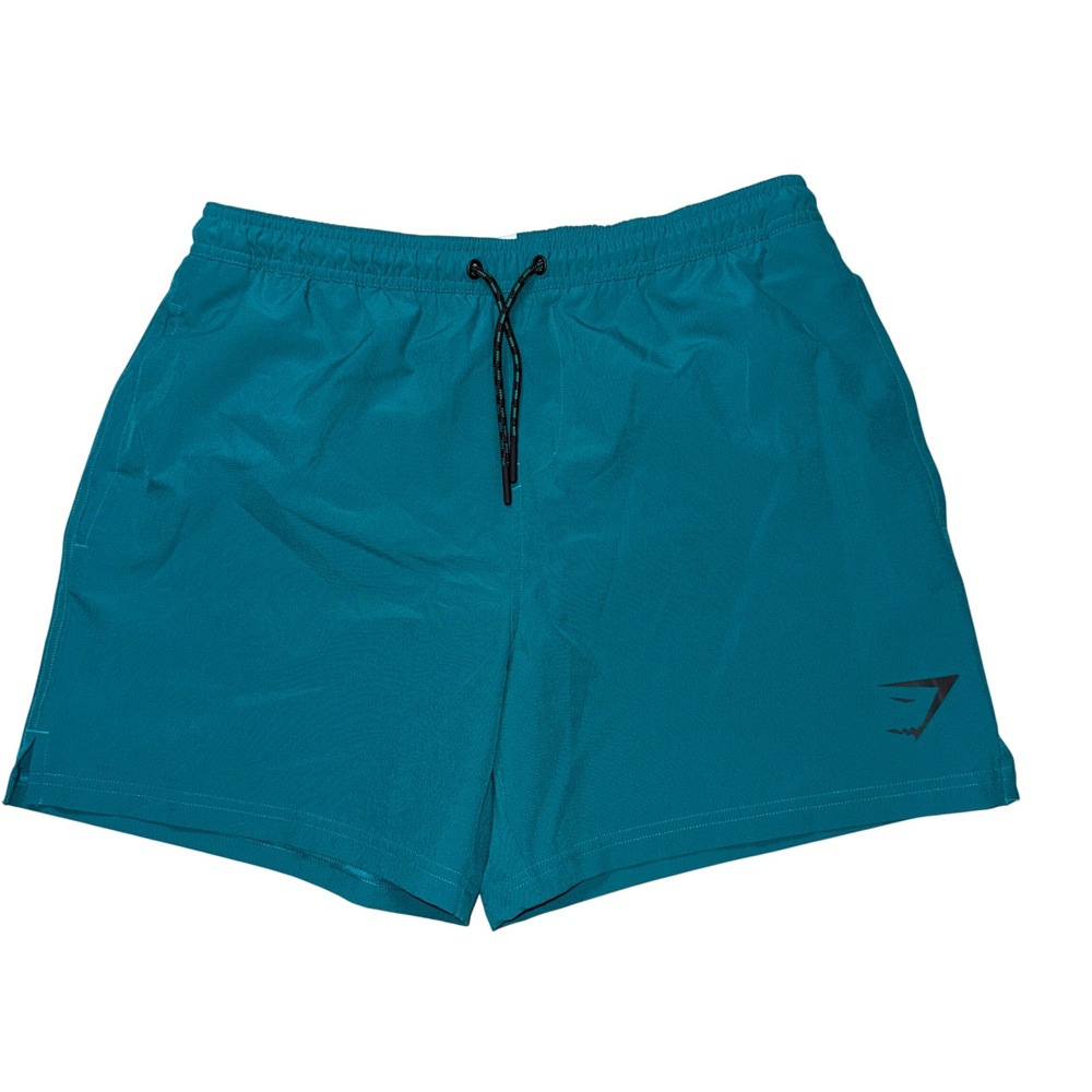 Gymshark Swim Shorts Medium Teal Green Mesh Lined Drawstring Trunks GMSM5227
